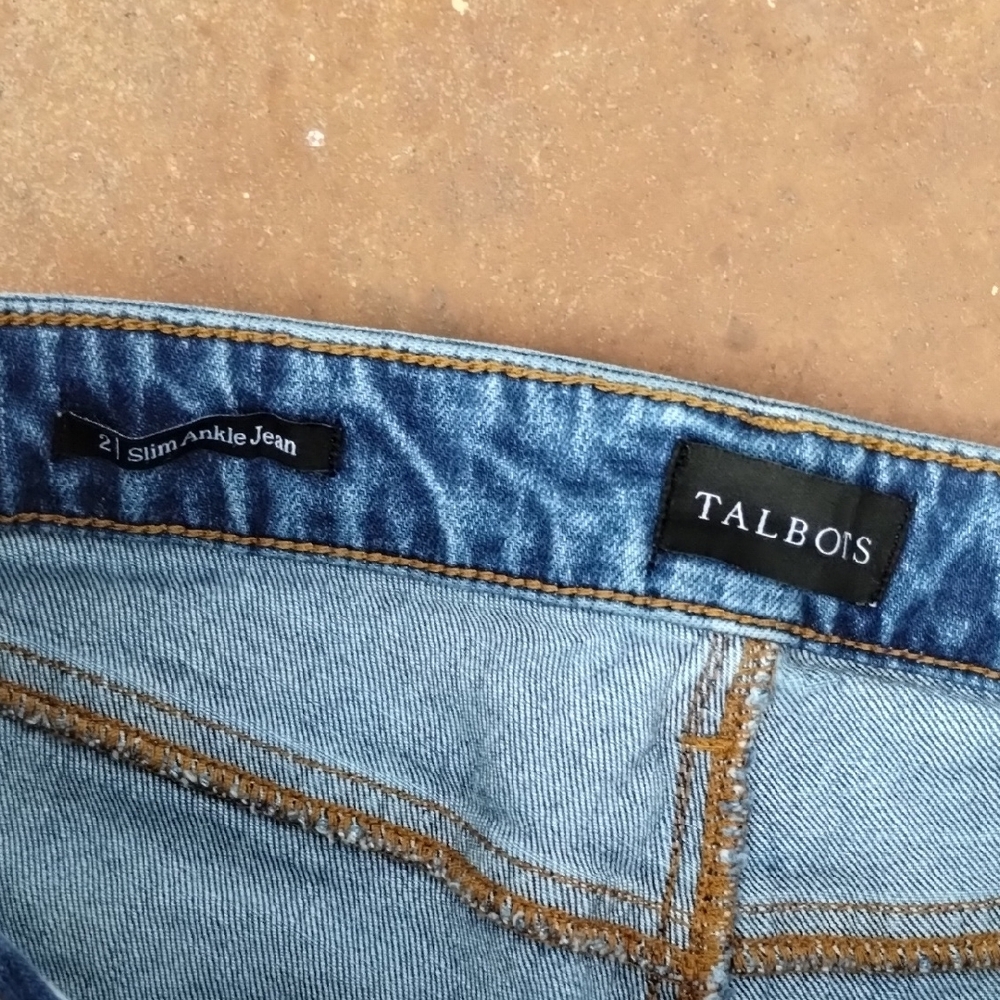 Talbots Women's Straight Leg Rhinestone Blue Jeans - Picture 4 of 5